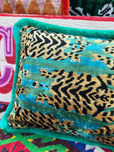 Load image into Gallery viewer, Velvet Ikat Fringe Cushion