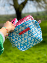 Load image into Gallery viewer, Wash Bag - Hand Block Printed Blue with Blue Zip