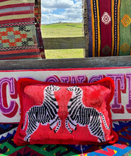 Load image into Gallery viewer, Velvet Ikat Fringe Cushion - Zebra 🦓