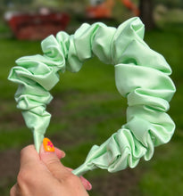 Load image into Gallery viewer, Satin Scrunchie Headband - Lime Green