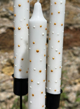 Load image into Gallery viewer, Hand Painted Gold & White Dot Candles