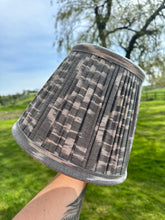 Load image into Gallery viewer, 25cm Pleated Grey Lampshade - Grey & White Cotton