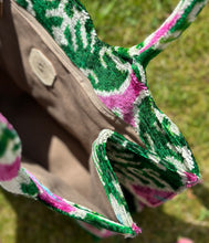 Load image into Gallery viewer, Scalloped Velvet Ikat Tote Bag