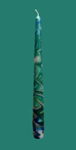 Load image into Gallery viewer, Dip Dye Dinner Candle - Green, Silver & Blue