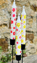 Load image into Gallery viewer, Hand Painted Red & Yellow Daisys on Candles