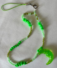 Load image into Gallery viewer, Phone Charm Green Moon & Green Beads