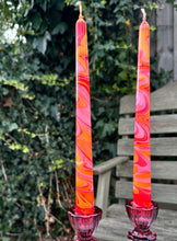Load image into Gallery viewer, Dip Dye Dinner Candle - Red, Orange & Pink