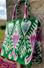 Load image into Gallery viewer, Scalloped Velvet Ikat Tote Bag