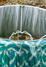 Load image into Gallery viewer, 57cm Green & White Zig- Zag Sari Pleated Lampshade