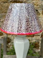 Load image into Gallery viewer, 46cm Pleated Burgundy Sari Lampshade, 100% Recycled