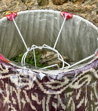 Load image into Gallery viewer, 46cm Pleated Burgundy Sari Lampshade, 100% Recycled