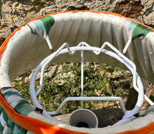 Load image into Gallery viewer, 46cm Pleated Green & White Ikat Lampshade