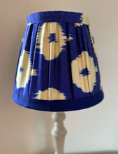 Load image into Gallery viewer, 25cm Pleated Cobalt Blue Ikat Silk Lampshade