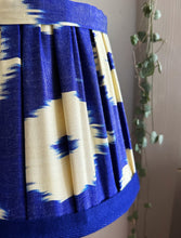 Load image into Gallery viewer, 25cm Pleated Cobalt Blue Ikat Silk Lampshade