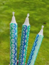 Load and play video in Gallery viewer, Hand Painted Blue & Green Scallops on Candles