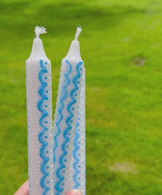 Load and play video in Gallery viewer, Hand Painted Blue & White Scallops on Candles