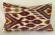 Load image into Gallery viewer, Patterned Ikat Silk & Cotton Lumbar Cushion - 51 x 30cm