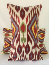 Load image into Gallery viewer, Patterned Ikat Silk & Cotton Lumbar Cushion - 51 x 30cm