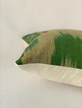 Load image into Gallery viewer, Green Ikat Cotton Cushion - 35 x 35cm