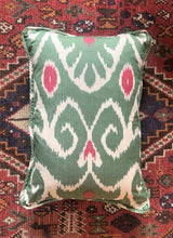Load image into Gallery viewer, Green & Pink Lumbar Cotton Ikat