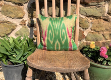 Load image into Gallery viewer, Green Ikat Cotton Cushion - 35 x 35cm
