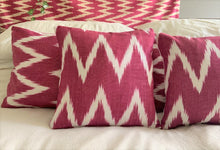 Load image into Gallery viewer, Pink Cotton Chevron Ikat Cushion - 51 x 30cm