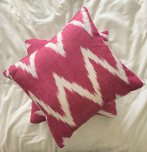 Load image into Gallery viewer, Pink Cotton Chevron Ikat Cushion - 35 x 35cm