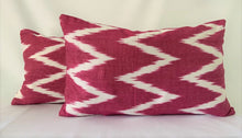 Load image into Gallery viewer, Pink Cotton Chevron Ikat Cushion - 51 x 30cm