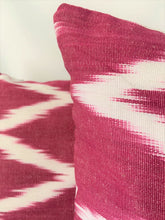 Load image into Gallery viewer, Pink Cotton Chevron Ikat Cushion - 51 x 30cm