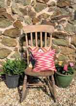 Load image into Gallery viewer, Hot Pink Chevron Silk Cushion - 35 x 35cm