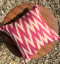 Load image into Gallery viewer, Hot Pink Chevron Silk Cushion - 35 x 35cm