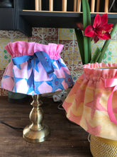 Load image into Gallery viewer, Lampshade Skirt - Hand Printed Blue & Pink