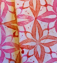 Load image into Gallery viewer, Cotton Tea Towel - Red & Pink Hand Printed