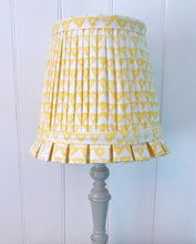 Load image into Gallery viewer, 26cm Pleated Yellow Lampshade, Frilly Base - Hand Block Printed Yellow