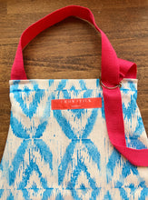 Load image into Gallery viewer, Children's Apron Handprinted Bright Blue with subtle Pink Ties