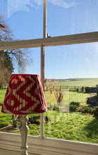 Load image into Gallery viewer, 25cm Gathered Lampshade - Ikat Hot Pink Silk