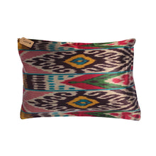 Load image into Gallery viewer, Brown & Blues Silk Cotton Ikat Cushion - 51 x 30cm