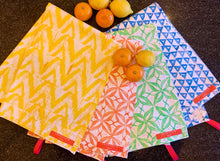 Load image into Gallery viewer, Cotton Tea Towel - Coral Orange Hand Printed
