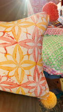Load image into Gallery viewer, Hand block Printed Pom Pom Coral Red & Sunset Orange - 50 x 30cm Lumbar Cushion