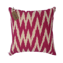 Load image into Gallery viewer, Hot Pink Chevron Silk Cushion - 35 x 35cm