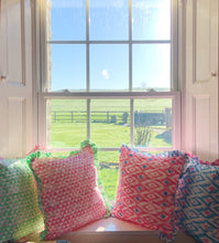 Load image into Gallery viewer, Hand Block Printed Frilly Cushion - 50 x 50cm