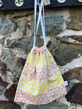 Load image into Gallery viewer, Hand Block Printed, Yellow & Orange Drawstring Bag - Large
