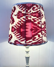 Load image into Gallery viewer, 35cm Pleated Lampshade - White & Red Ikat Silk