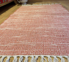 Load image into Gallery viewer, 60cm x 90cm Rust Red Hand Loomed Soft Cotton Rug