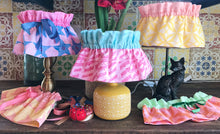 Load image into Gallery viewer, Lampshade Skirt - Hand Printed Blue & Pinks