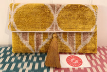 Load image into Gallery viewer, Golden Velvet Ikat Clutch Bag