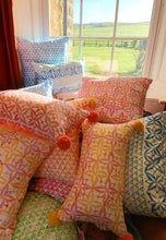 Load image into Gallery viewer, Hand Block Printed Cotton Cushion in Pinks - 50 x 50cm