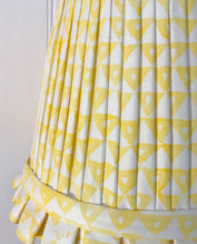 Load image into Gallery viewer, 26cm Pleated Yellow Lampshade, Frilly Base - Hand Block Printed Yellow