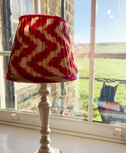 Load image into Gallery viewer, 25cm Gathered Lampshade - Ikat Hot Pink Silk