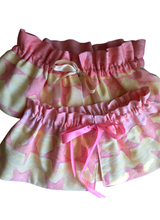 Load image into Gallery viewer, Lampshade Skirt - Hand Printed Pink & Yellow Stars